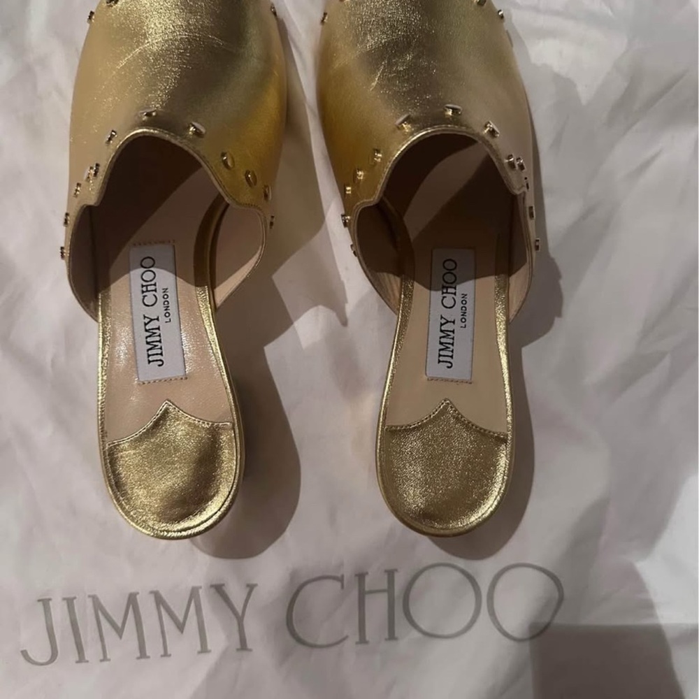 Jimmy Choo Gold Studded Mules